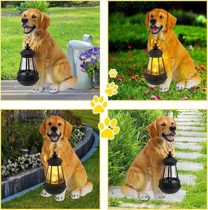 Afirst Solar Dog Statue Garden Decor, Outdoor Statue Decor with Solar Lantern Lovely Golden Retriever Figurine Patio Lawn Yard Art Ornaments Housewarming Gift by GreenHaven Gardens