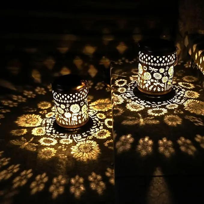 Solar Outdoor Lanterns, Sunflower Garden Decor LED Light Hanging Waterproof Solar Metal Lantern Gifts for Women Mom Grandma Outdoor Decoration for Patio Pathway Yard by GreenHaven Gardens