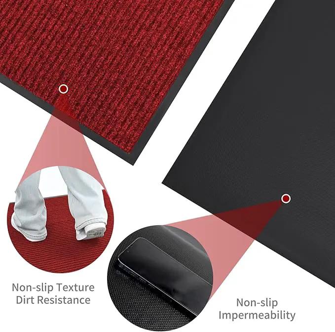 Rubber Door Mat About W3' ×L10' Heavy Duty Large Outdoor Indoor Mat Durable Entrance Doormat Waterproof Rubber Back Rugs for Home Entryway Patio Porch Office Business Areas (Wine Red) by GreenHaven Gardens