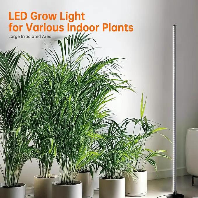 Standing Grow Lights for Indoor Plants,T10 Full Spectrum Vertical Grow Light Wide Illumination Area,16in-65in Adjustable Height Plant Light with Stand,3 Light Modes Floor Grow Light with Timer by GreenHaven Gardens