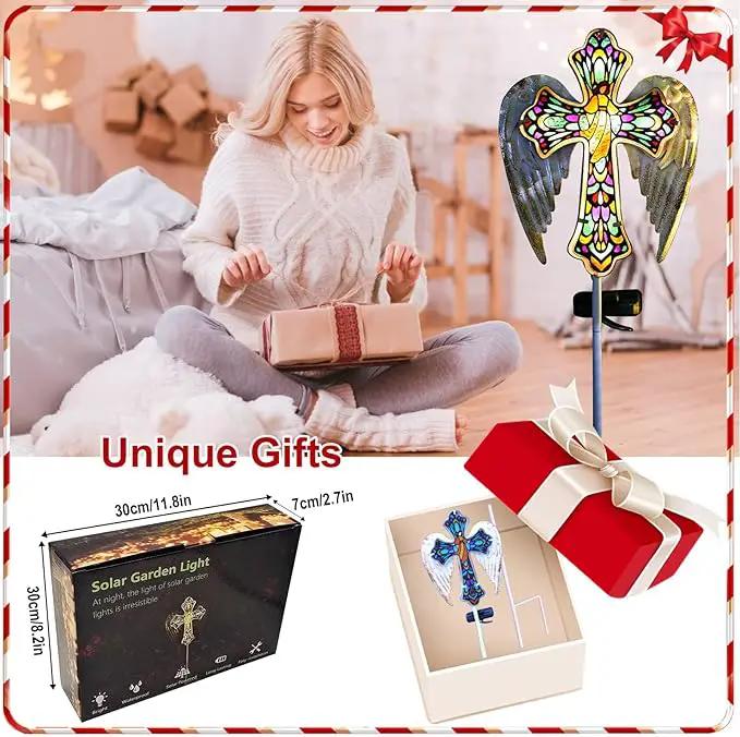 TEDOF Solar Glass Cross Stake Lights Outdoor Garden Lights,Cemetery Decorations for Grave,Jesus Cross Angel Wings Memorial Gifts for Mom,Yard Lawn Garden Patio Christmas Decor by GreenHaven Gardens