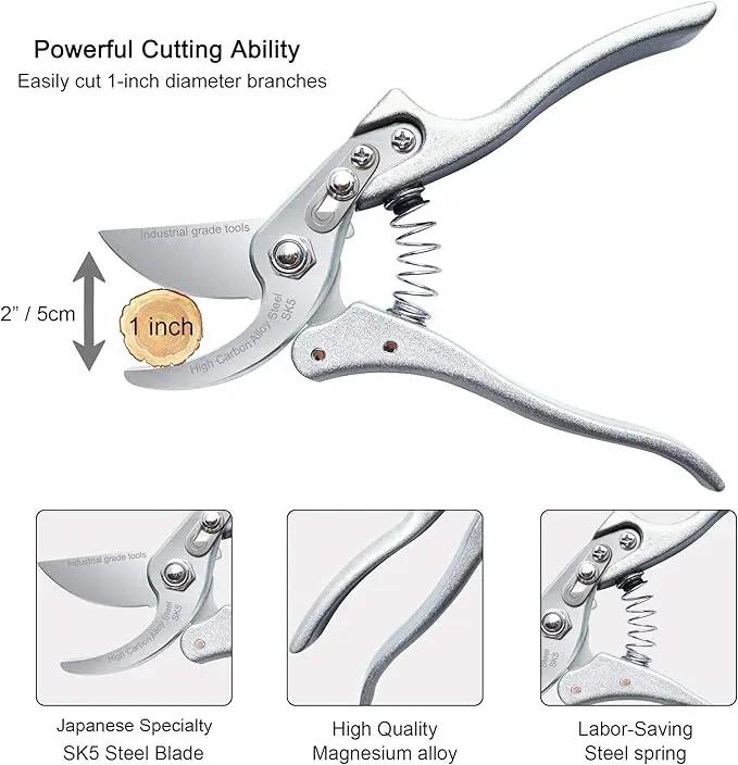 TONMA Pruning Shears for Gardening [Made in Japan] 8 Inch Bypass Garden Scissors Secateurs, Premium Japanese Gardening Tools Hand Pruner Clippers with Ergonomic Handle by GreenHaven Gardens