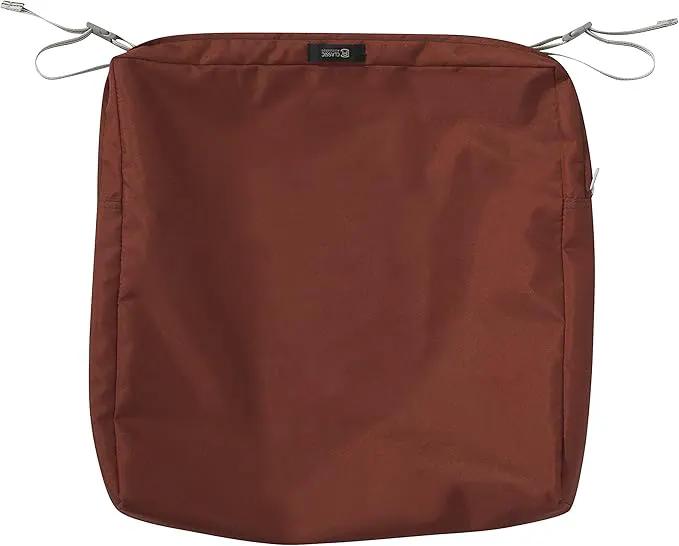 Classic Accessories Ravenna Water-Resistant 19 x 19 x 3 Inch Patio Seat Cushion, Spice, Chair Seat Cushion by GreenHaven Gardens