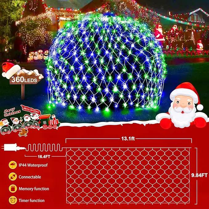 KNONEW 2-Pack 360 LEDs Christmas Net Lights 13ft x 9.8ft Outdoor Mesh Lights Connectable Waterproof 8 Modes & Timer Plug-in Net Fairy Lights for Bushes Garden Party Wedding Holiday,Blue and Green by GreenHaven Gardens