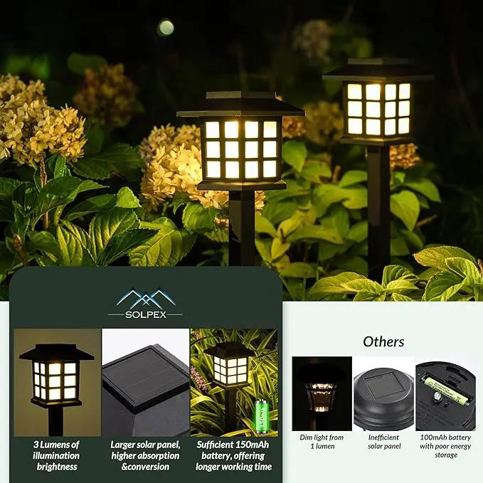 SOLPEX Solar Outdoor Lights,12 Pack Solar Path Lights, Solar Walkway Lights Outdoor, Solar Garden Lights, Solar Pathway Lights Outdoor Waterproof for Garden, Yard, Landscape and Driveway(Warm White) by GreenHaven Gardens