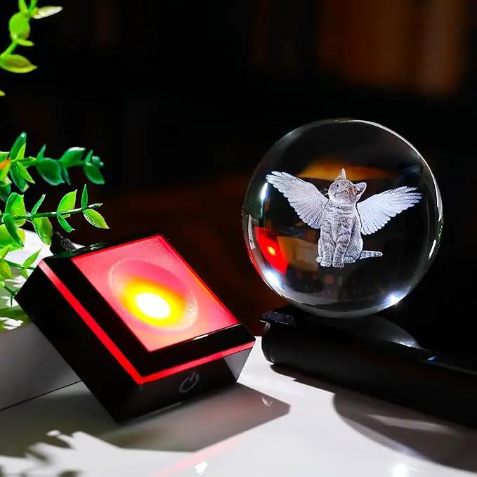 Qianwei Cat Memorial Gifts for Loss of Cat - Pet Memorial Cat Angel Statue 3D Crystal Engraved Office Decor - Remembrance Bereavement Passing Away Sympathy Gifts in Memory of Death by GreenHaven Gardens