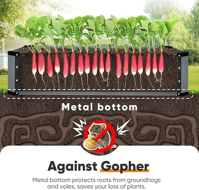 KING BIRD Raised Garden Bed Kit with Bottom 2025 Upgraded Galvanized Planter Garden Box Outdoor & Indoor for Gardening, Vegetables, Flowers, Dark Grey, 47.2x23.6x11.8 in by GreenHaven Gardens