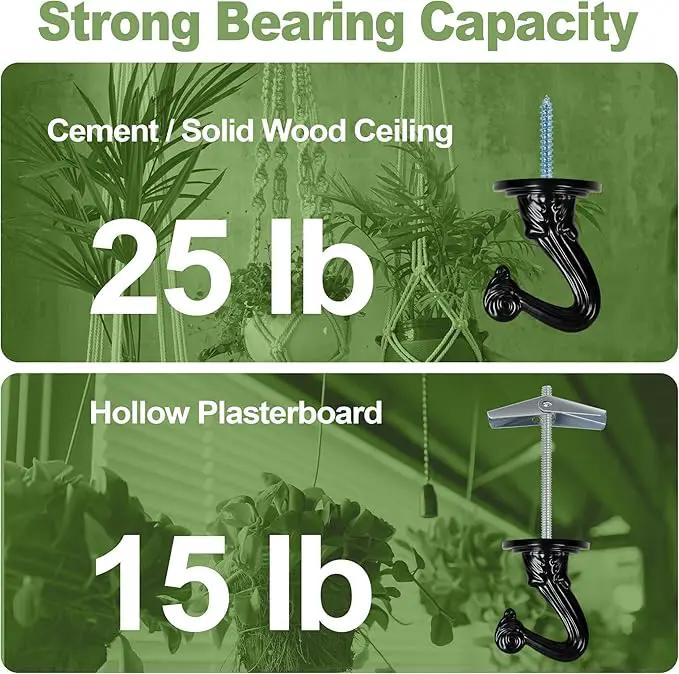 Ceiling Swag Hook Sets - Heavy Duty Hooks with Mounting Hardware for Hanging Plant, Ceiling or Extender Chains - Easy Install with Screws/Brackets by GreenHaven Gardens