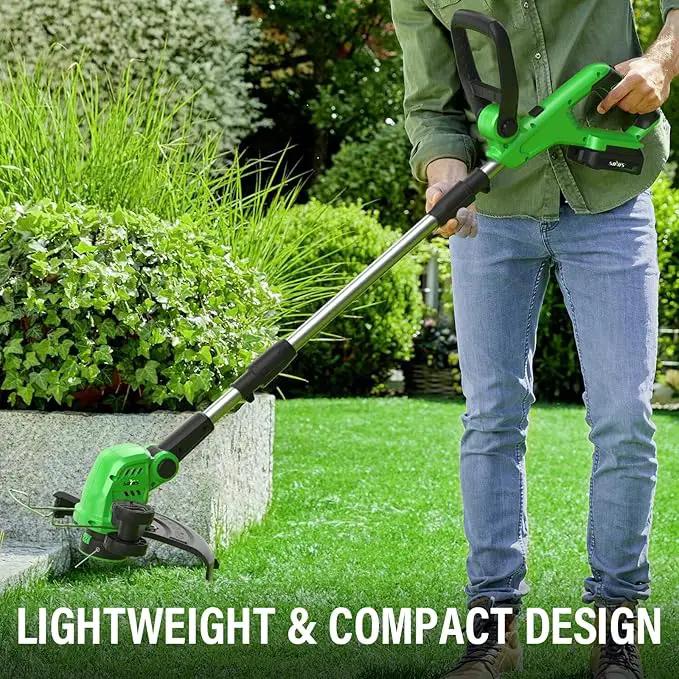 SOYUS Weed Wacker Cordless, 12 Inch String Trimmer Battery Powered with Battery and Charger, Lightweight Edger Trimmer with 8 Pcs Replace Spool Trimmer Lines by GreenHaven Gardens