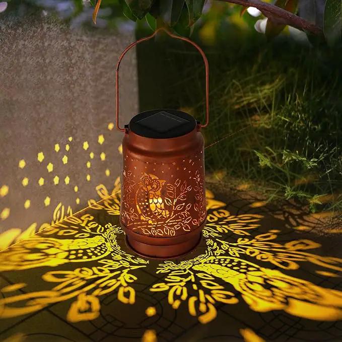 Outdoor Solar Lanterns Waterproof - Metal Hanging Solar Lights Outdoor Decorative, Solar Powered Lamp for Patio Yard Garden Decor, Christmas Birthday Gifts for Women Mom (4 Pack, Owl Shape) by GreenHaven Gardens