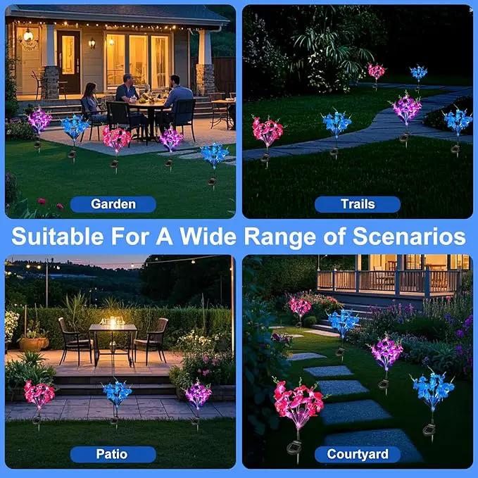Solar Garden Lights, Solar Lights Outdoor Waterproof with Phalaenopsis Flower, 3 Pack Solar Powered Outdoor Lights,Garden Lights for Outside,Pathway Patio Yard Decor,Gifts for Mothers Day Mom Women by GreenHaven Gardens