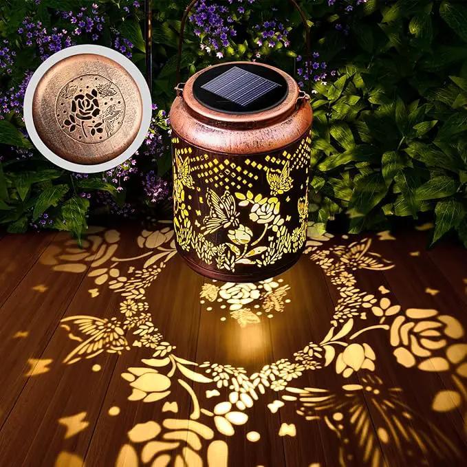 Hyriony Butterfly Solar Lanterns Outdoor Waterproof Metal Hanging Lights, Garden Decor Gifts for Women, Mom, Grandma Solar Decorations for Yard, Patio, Backyard, Porch, Lawn, Walkway, Tabletop by GreenHaven Gardens