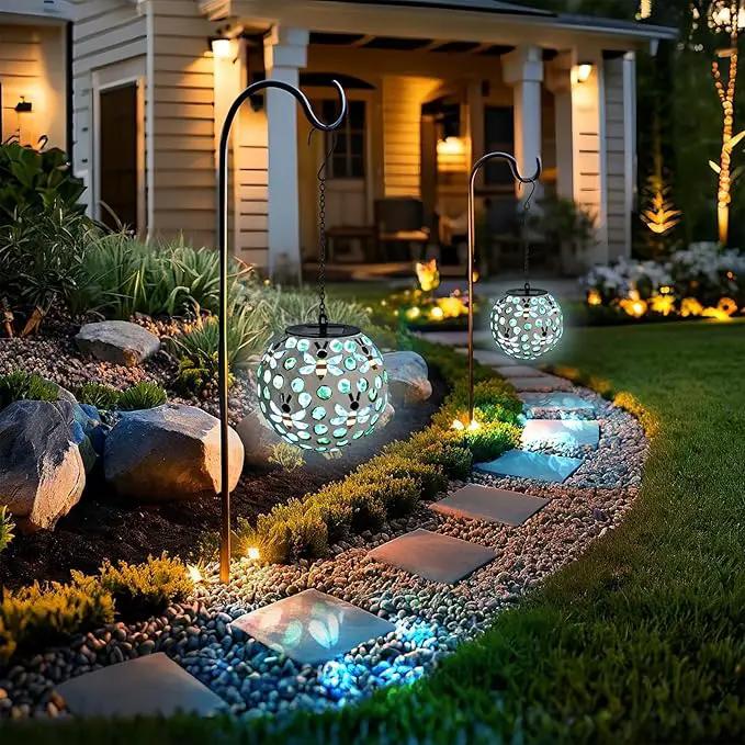 VCUTEKA Solar Chandelier Outdoor, Hanging Mosaic SolarLights with Hook Up, Solar Garden Lantern Decor for Yard, Deck and Patio, Green by GreenHaven Gardens