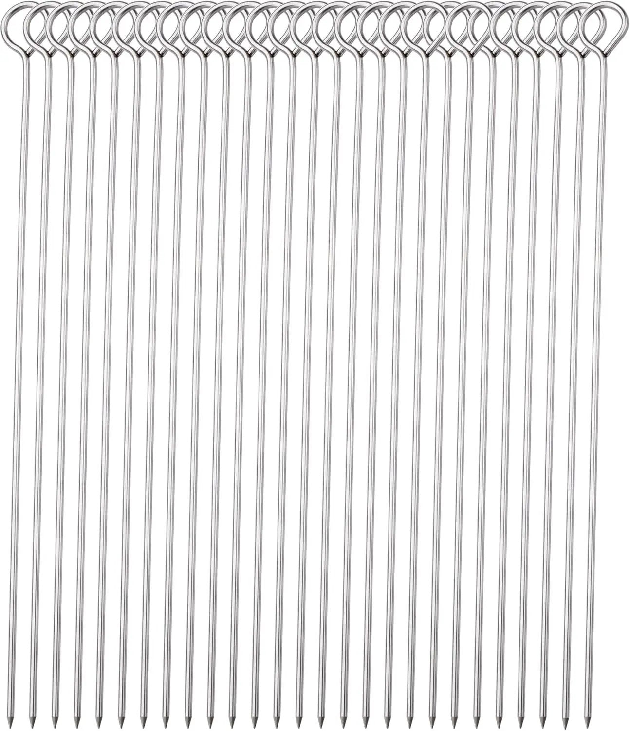 30 Pack 10 Inch Metal Barbecue Skewers, Stainless Steel BBQ Skewers, Shish Kebab Kabob Skewers (BBQ 10Inch-30p) by GreenHaven Gardens