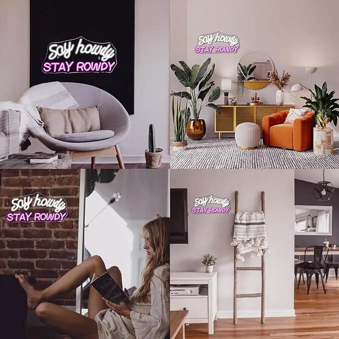 Say Howdy Stay Rowdy Neon Sign Wall Decor, Dimmable Neon Light For Man Cave Pub Beer Bar Bedroom Recreation Room Gift by GreenHaven Gardens