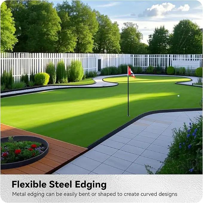 Worth Galvanized Steel Landscape Edging 6" x25' Metal Garden Edging Roll Flexible Bender Border with 8Pcs Stakes for Lawn, Flower Bed Edges, Black by GreenHaven Gardens