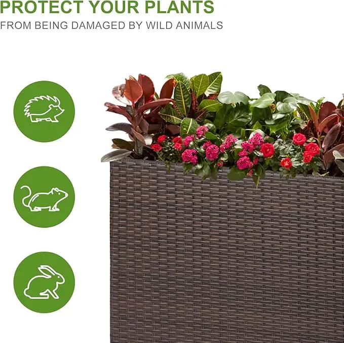 LEWIS&WAYNE Tall Planters for Outdoor Plants Handmade Wicker Large Rectangular Block Planter Box with Removable Liners Modern Planter for Indoor Outdoor Patio Deck - Brown by GreenHaven Gardens