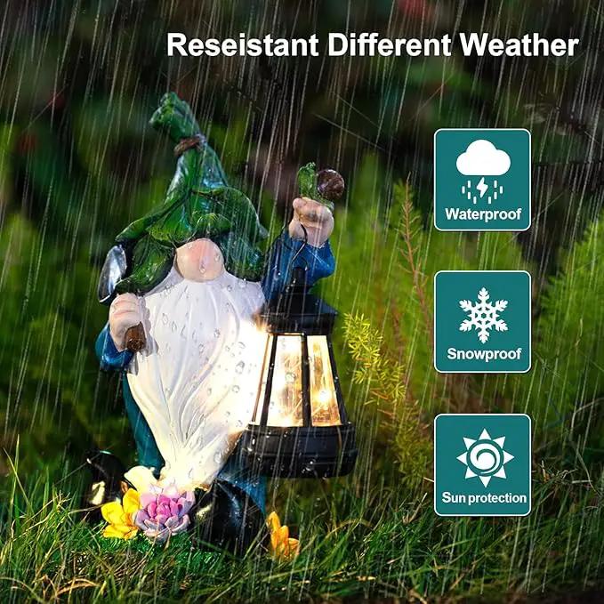 Garden Gnome Solar Figurine Lights - Solar Powered Lighting Outdoor Decorations with Lantern & Shovel, Yard Art Lawn Ornaments for Porch Patio Balcony - Gnome Gifts for Women Mom by GreenHaven Gardens