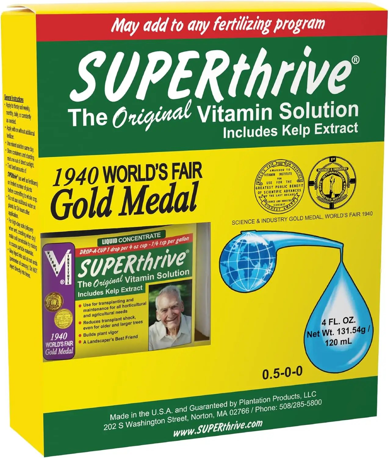 SUPERthrive The Original Vitamin Solution - Liquid Concentrate, May Add to Any Fertilizing Program, 4 fl. oz. by GreenHaven Gardens