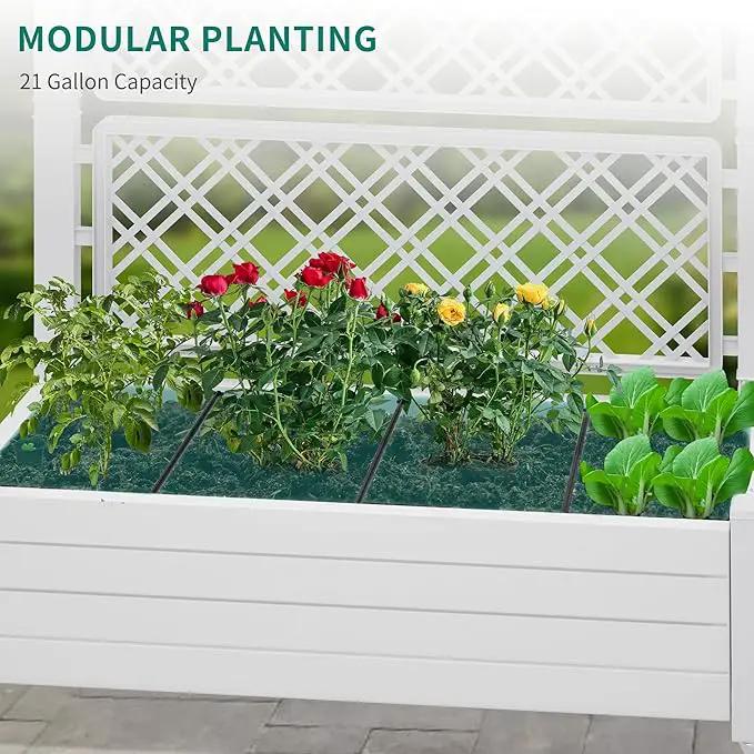 YITAHOME 43.3x17.7x61 in Planter Trellis Box with Wheels & Drain Plug, Outdoor Resin Raised Garden Bed for Climbing Plants, Large Weather-Resistant Design, Grayish-White by GreenHaven Gardens