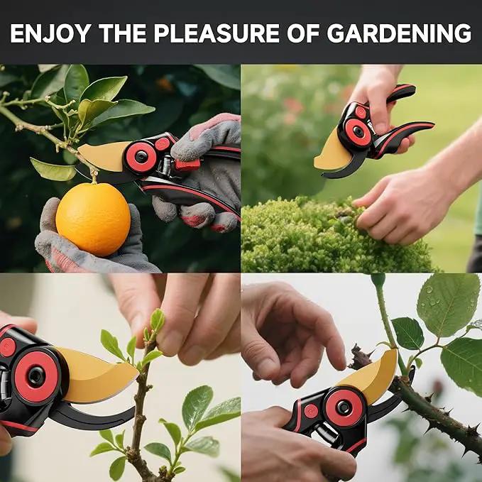 FLORA GUARD Professional Pruning Shears for Gardening, 20mm Clean Cut, SK5 Titanium-Coated Blade, Non-Stick Teflon Coating, Ergonomic TPR Handle, Garden Clippers for Men & Gardeners by GreenHaven Gardens