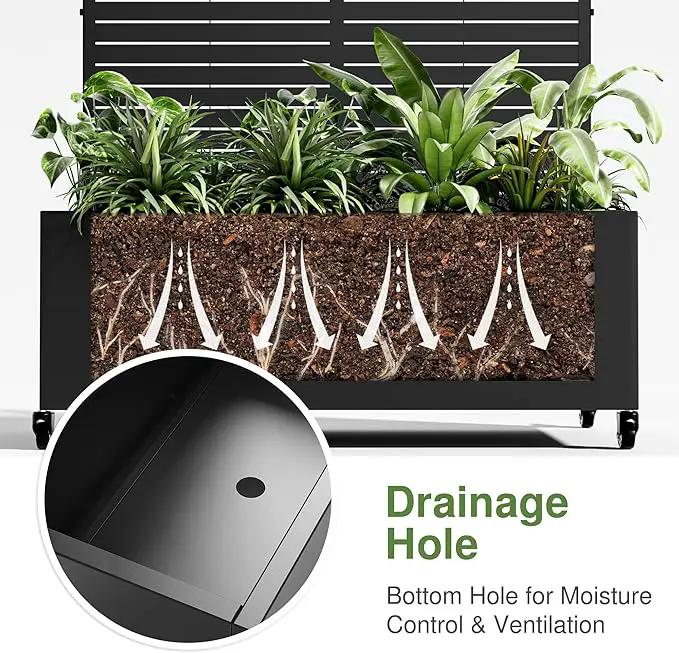 Casaphoria Metal Raised Garden Bed with Trellis and Wheels, 72"x35"x16" Arched Planter Box for Climbing Plants, Vegetables & Vines, Features Drainage Holes and Privacy Screen (Black-Louvered) by GreenHaven Gardens