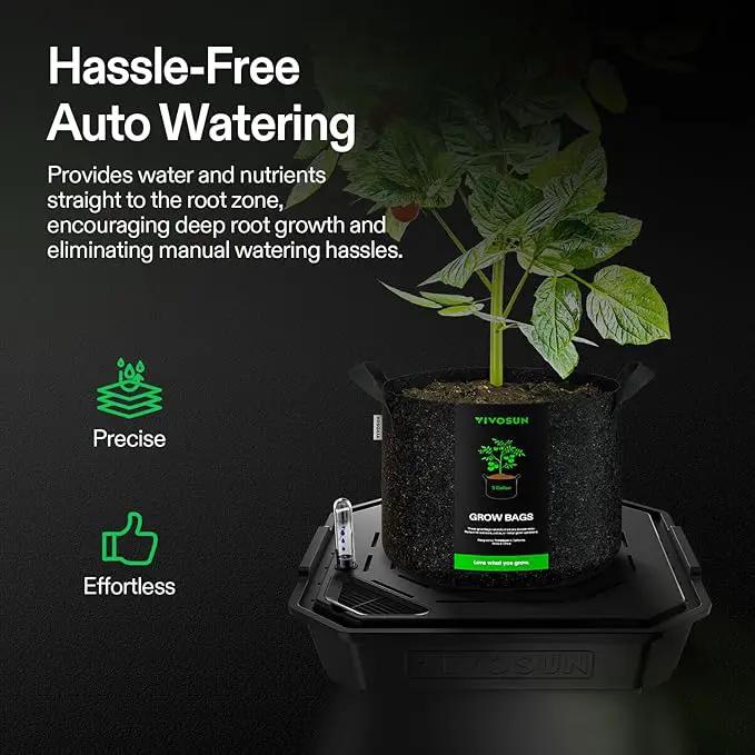 VIVOSUN 4-Pack FlexFeed Self-Watering Irrigation Pot, Auto-Irrigation Fabric Pot Base with Water Meter & Maintenance Window, for Use Indoors/Outdoors in Grow Tents, Greenhouses, & Gardens by GreenHaven Gardens