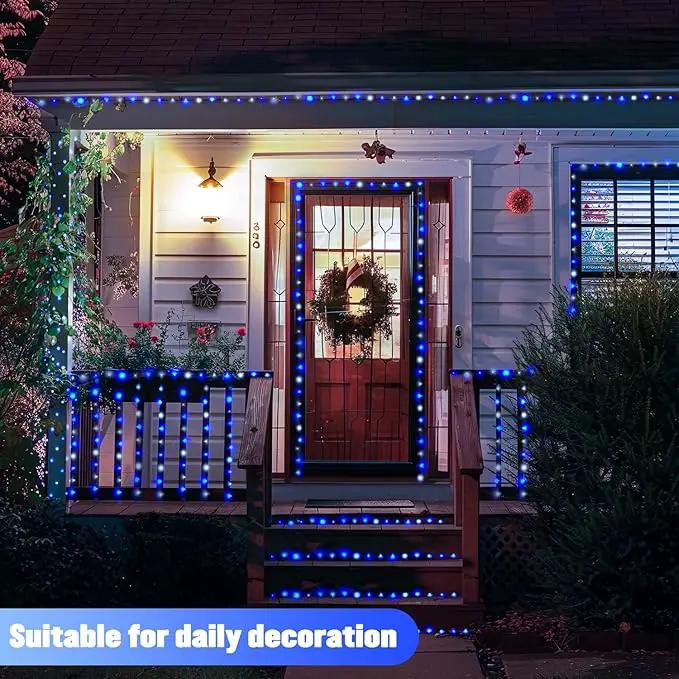 JMEXSUSS 2 Pack Blue and White Solar Christmas Lights, Each 33FT 100 LED Solar String Lights Outdoor Waterproof, 8 Modes Mini Fairy Lights for Outside Yard Patio Christmas Decorations by GreenHaven Gardens