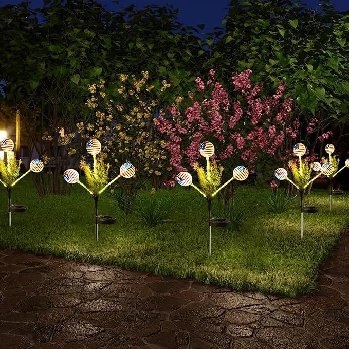 Solar Lights Outdoor Waterproof, 2 Pack American Flag Garden Lights for Yard,Garden,Patio,Pathway Decoration, Landscape Ambient Lighting for Festival,Holiday,Party,Christmas Gifts New Year Decorations by GreenHaven Gardens