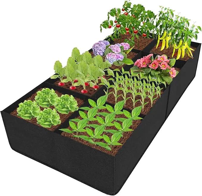 POILKMNI Fabric Raised Garden Bed, 232 Gallon 8 Grids Plant Grow Bags 8x4x1ft Large Garden Grow Bed Bags for Growing Herbs, Flowers and Vegetables by GreenHaven Gardens