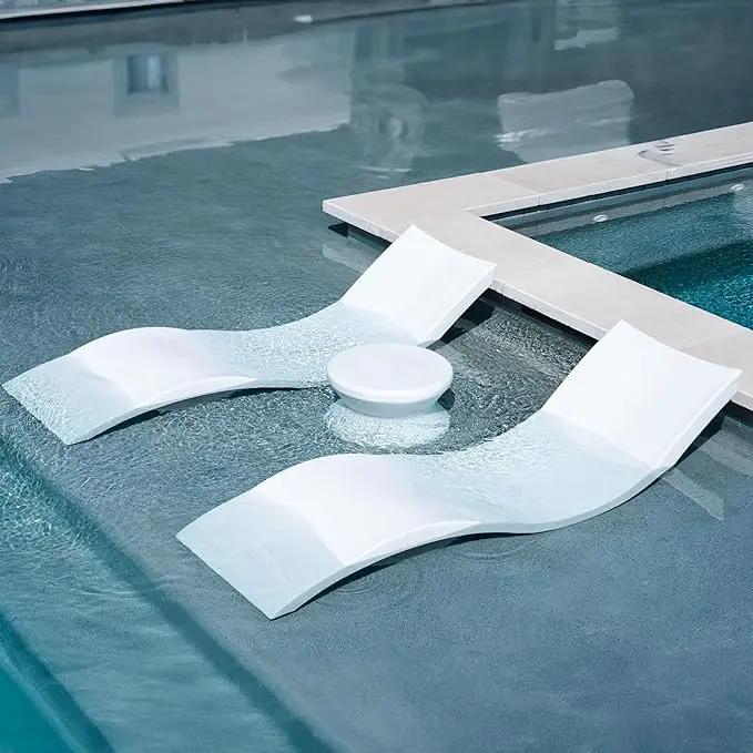 Oasis Chaise Lounger Set - Includes 2 Chaises + 1 Side Table (no Hole) - Inside Pool & Sun Shelf Lounge Chair - Designed for Shallow Shelves Up to 9” - No Metal - Safe for All Pools - All Weather by GreenHaven Gardens