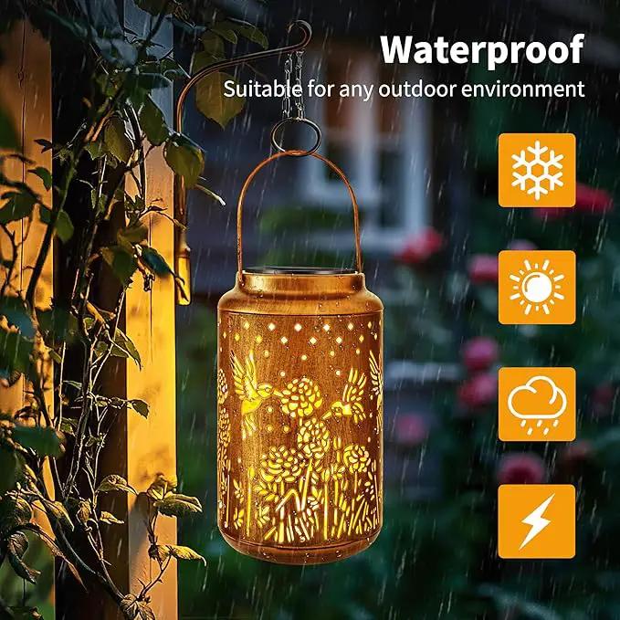 ODEETRONIC Hummingbird Solar Lantern Lights - Outdoor Waterproof Hanging Lanterns, Solar Garden Lights Birthday Gifts for Women Mom Grandma, Metal Hummingbird LED Lanterns for Garden Yard Patio Decor by GreenHaven Gardens