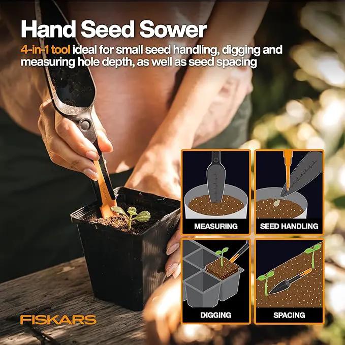 Fiskars Vegetable Garden Tool Set with Vegetable Shears, Seed Sower, Trowel, Cultivator, Weeder, and L/XL Garden Gloves for Indoor or Outdoor Gardening (6 Piece Kit), Gardening Gifts for Women by GreenHaven Gardens