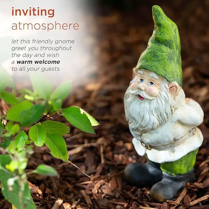 Alpine Corporation 12" Tall Traditional Outdoor Garden Gnome Yard Statue Decoration by GreenHaven Gardens