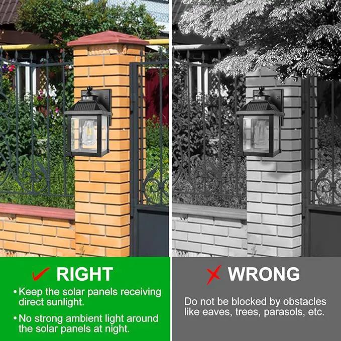 Solar Wall Lights Outdoor, Dusk to Dawn Motion Sensor Lights Waterproof, Solar Porch Lights with 3 Modes & Motion Sensor, Lantern Light Fixture for Patio Garage Entryway Garden by GreenHaven Gardens