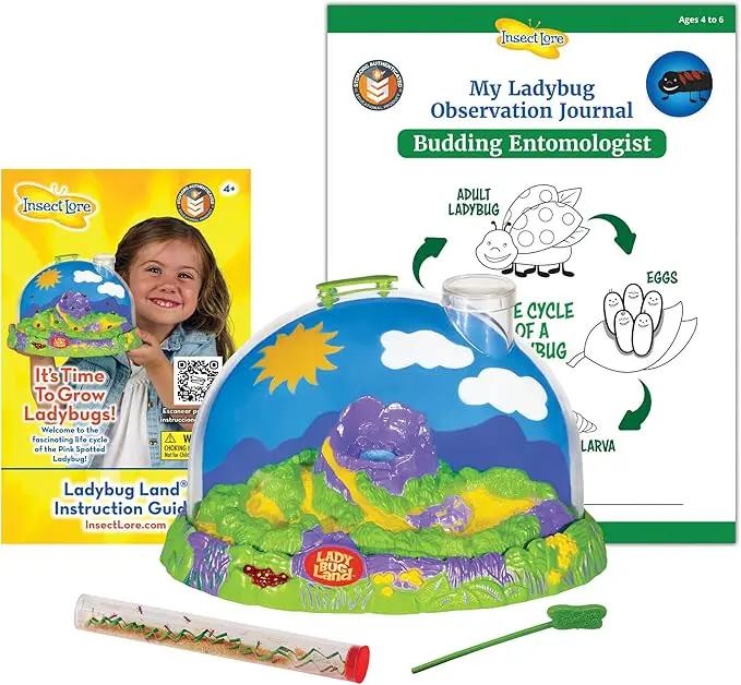 Insect Lore Live Ladybug Growing Kit | Ladybug Land Habitat | 10-15 Live Pink Spotted Ladybug Larvae Included by GreenHaven Gardens