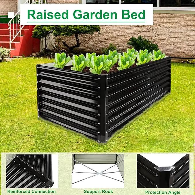 JERIA 6×3×2ft Galvanized Raised，Outdoor Metal Raised Garden Bed, Rectangular Deep Root Planter Box for Vegetables, Flowers, Herbs by GreenHaven Gardens