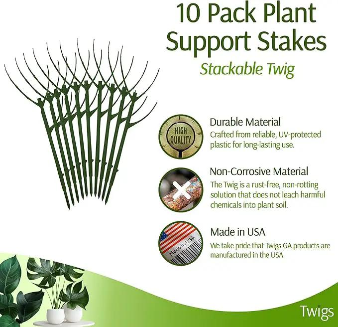 Stackable Plant Support Stakes, Stem Holder Structure for Indoor & Outdoor Use, Garden Accessories for Climbing & Potted Plants, Trellis Alternative - Monstera (Dark Green), 10 Pack, 17" L by GreenHaven Gardens