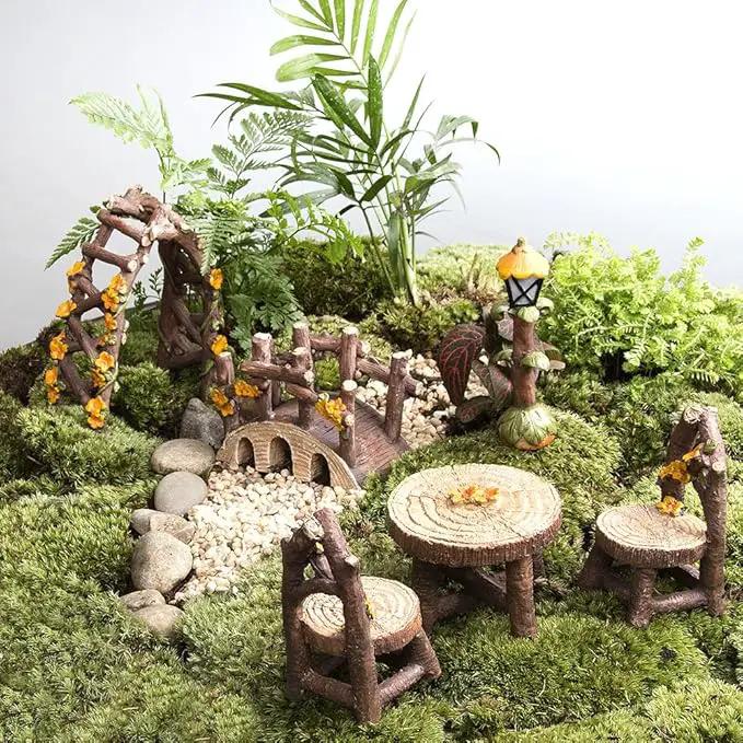 Fairy Garden Accessories, LATTOOK 8PCS Miniature Table and Chairs Set Fairy Garden Furniture Ornaments Kit for Dollhouse Accessories Home Outdoor Micro Landscape Decoration by GreenHaven Gardens