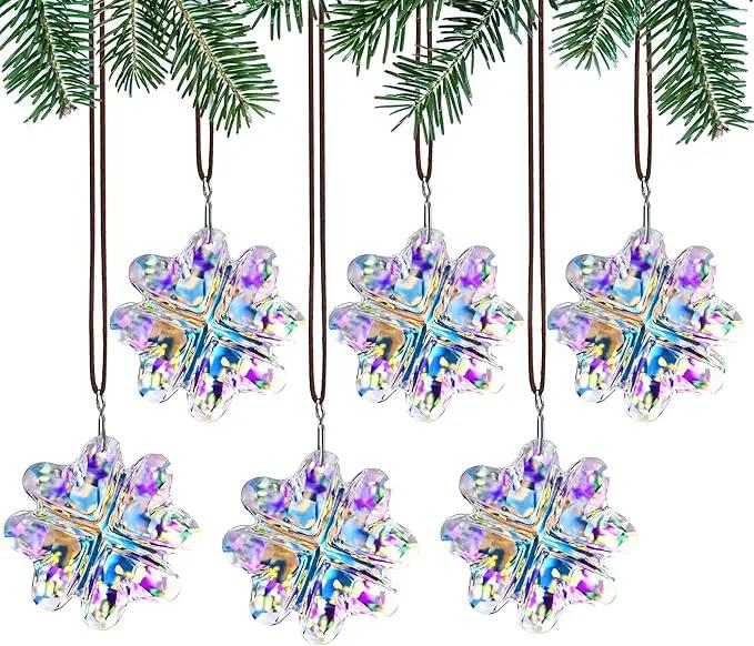 Set 6,AB Coating Four Leaf Lucky Clover Crystal Prisms Suncatchers for Windows,Rainbow Maker Hanging Prisms for Wedding Party Tree Garlands Ornaments Christmas Decorations Clearance,45mm by GreenHaven Gardens