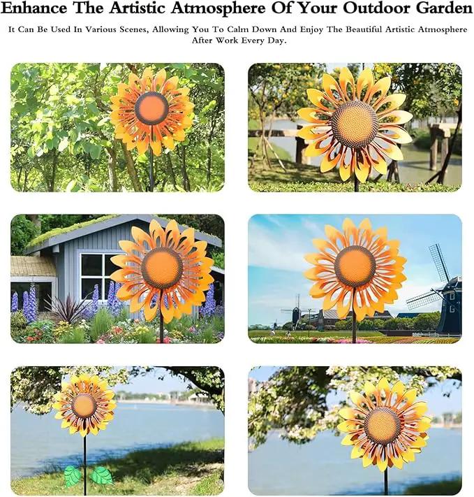 Wind Spinners for Yard and Garden Large, Wind Spinner Outdoor Metal Large, 84 Inch Wind Sculptures Birthday Gifts for Women(Double Sided Sunflower) by GreenHaven Gardens