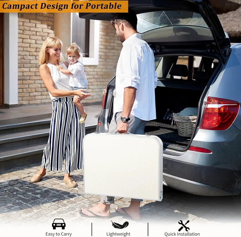 Outvita 3ft Portable Folding Camping Table, Outdoor Waterproof Adjustable Height Table, Aluminum Lightweight Suitcase Foldable Table for Picnic BBQ Beach Dining by GreenHaven Gardens
