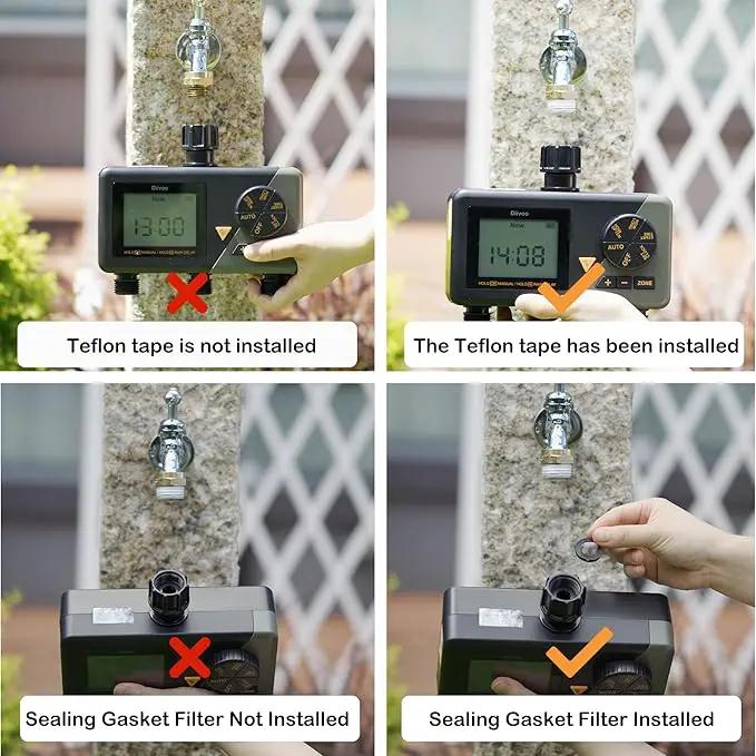 Diivoo Sprinkler Timer 3 Zone, Water Hose Timer 3 Outlet for Garden, Programmable Automatic Irrigation Timer with Rain Delay and Manual/Auto Mode Watering IP54 for Lawn, Yard, Pool by GreenHaven Gardens