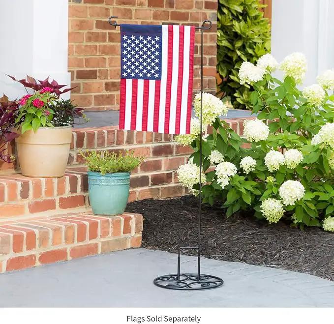 Evergreen Flag Metal Elegant Scroll Stand Base | Sturdy 2 lbs Solid Steel | Black | Designed for Garden Flag Stands | 11 Inches Wide x 6 Inches High | Outdoor American Flags and Seasonal Holiday Decor by GreenHaven Gardens