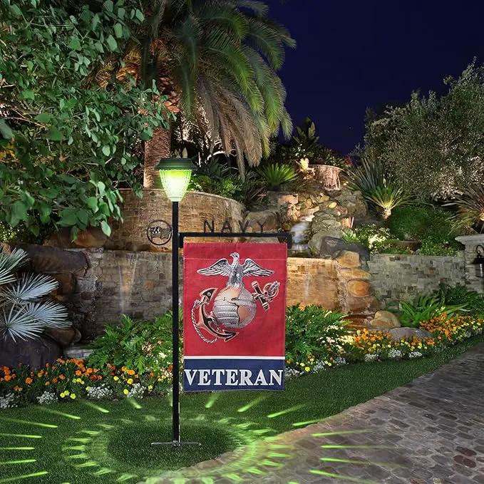 Navy Garden Flag Stand Holder with Solar Light Garden Flag Pole With American Flag Gifts Lawn Yard Flag Holder Stake for Flag Outdoor Lawn Décor by GreenHaven Gardens