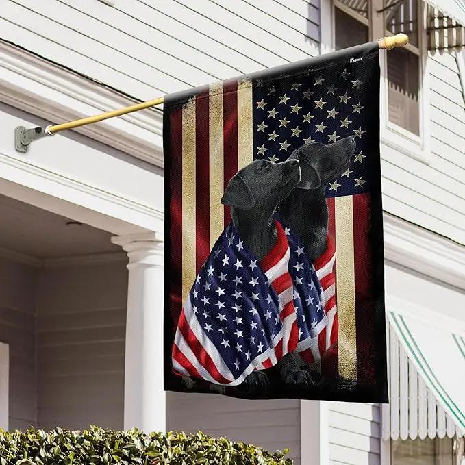 FLAGWIX Patriot American Dog Flag - Labrador Retriever Dogs Double Sided Flag - 4th of July Decorations for Home, Outside, Patriotic House Flag 30x40 Heavy Duty Canvas, Decorative Indoor Outdoor Flag by GreenHaven Gardens