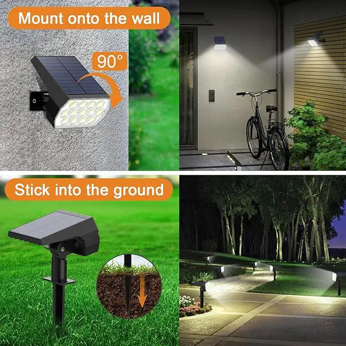 WELALO Solar Spot Lights Outdoor, [2 Pack/52 LED/3 Modes] 2-in-1 Solar Landscape Spotlights, Solar Powered Security Lights, IP65 Waterproof Wall Lights for Walkway Yard Garden Driveway(Cool White) by GreenHaven Gardens