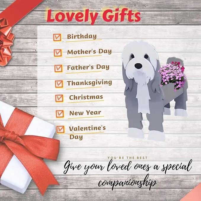 Baba Collie Dog Planter Plant Pots,Cute Garden Dog Flower Planter,Dog Planters Birthday Gifts for Women,Office,Indoor/Outdoor Decor（9.45in*5.98 * 13.54in） by GreenHaven Gardens