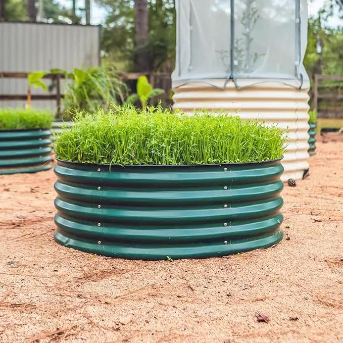 Vego garden 17" Tall 42" Round Raised Garden Bed Metal Raised Bed Planter Box for Vegetables Flowers Patio, British Green by GreenHaven Gardens