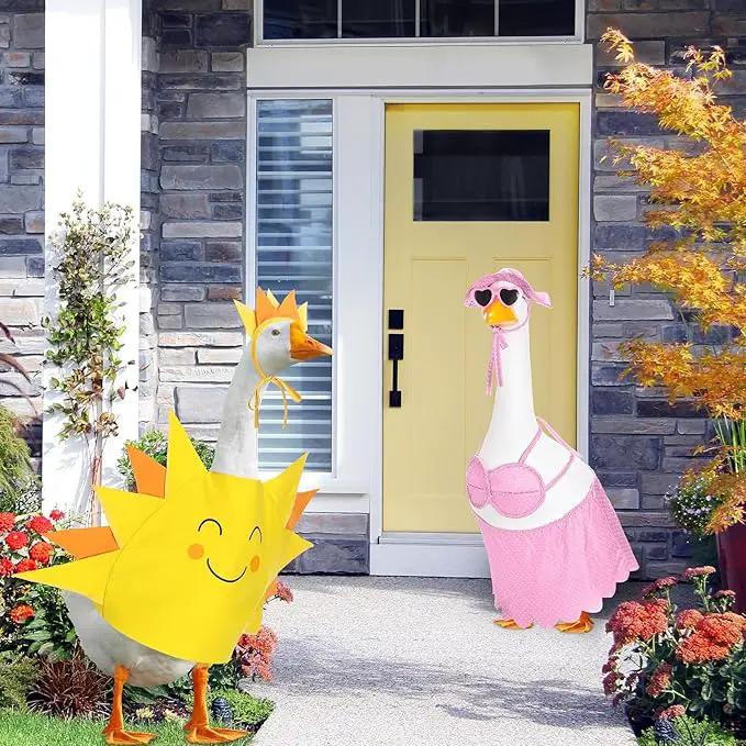 2 Set Hawaiian Luau Porch Goose Outfit for Lawn 23'' Plastic Goose Clothes Costume Summer Outdoor Decor(Sunny Style) by GreenHaven Gardens